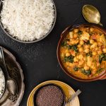 Chickpea Stew With Cauliflower & Spinach In A Mustard Sauce