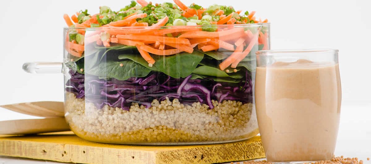 Layered Lettuce Wrap Salad With Peanut Dijon Dressing