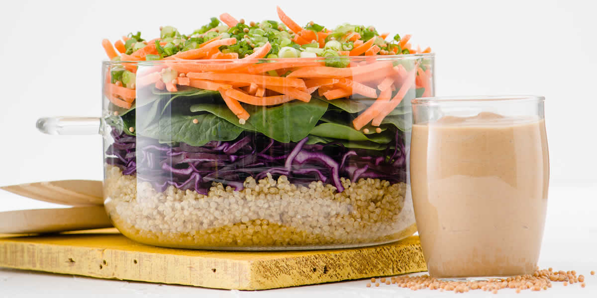 Layered Lettuce Wrap Salad With Peanut Dijon Dressing