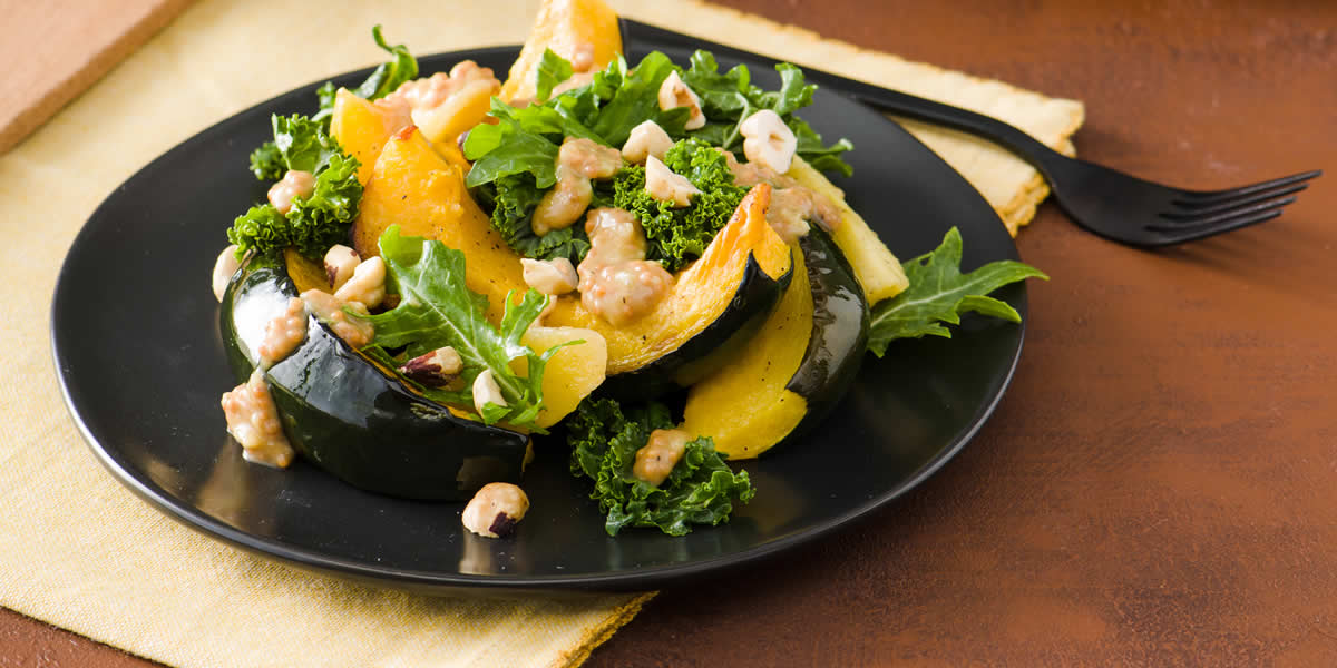 Roasted Squash, Apples & Kale With Warm Mustard Vinaigrette