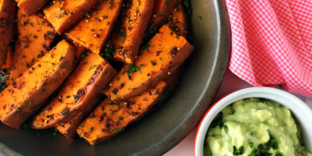 Spiced Sweet Potato Wedges With Buttermilk Dijon Dip