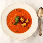 Simple Tomato Soup With Grilled Cheese and Mustard Croutons