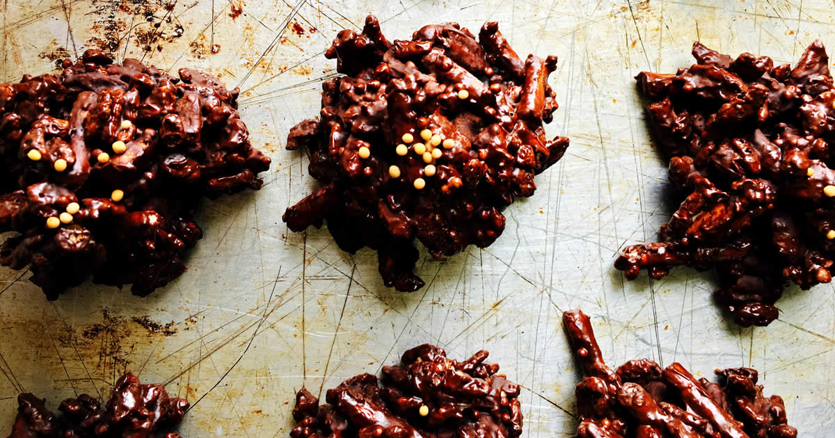 Crispy Chocolate Mustard Nut Clusters