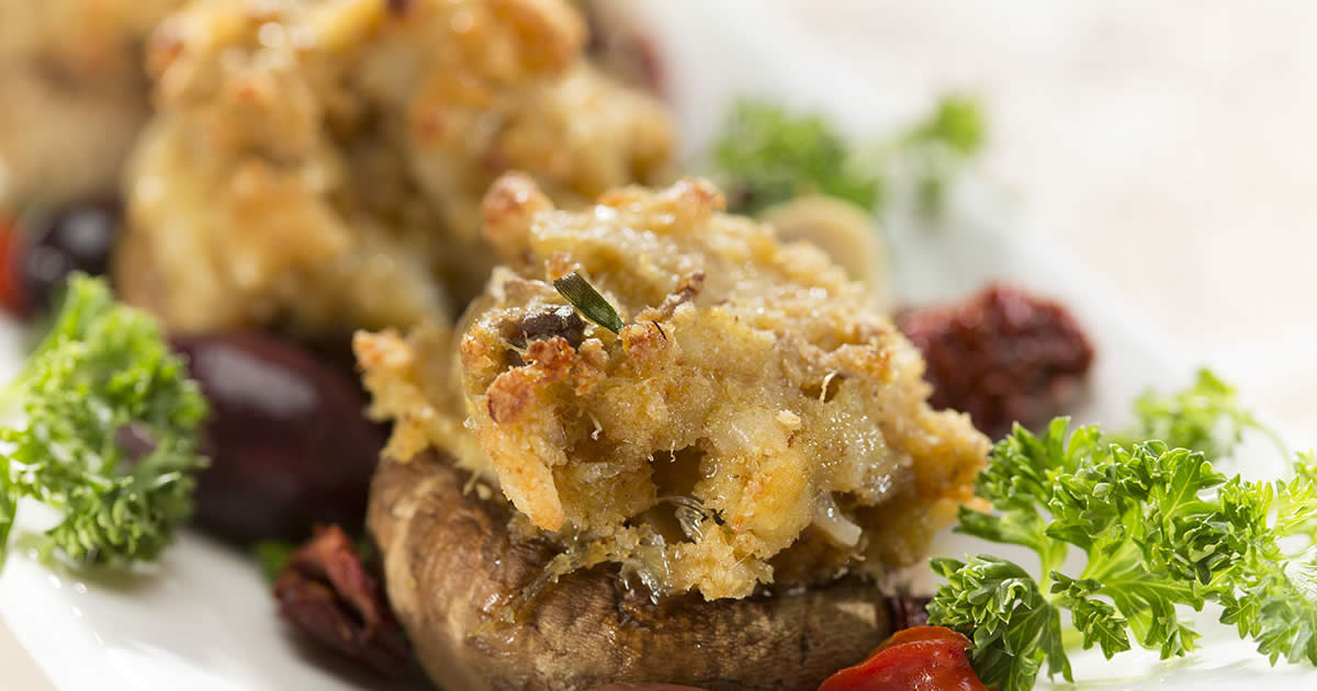 Mustard Seafood Stuffed Mushroom Caps