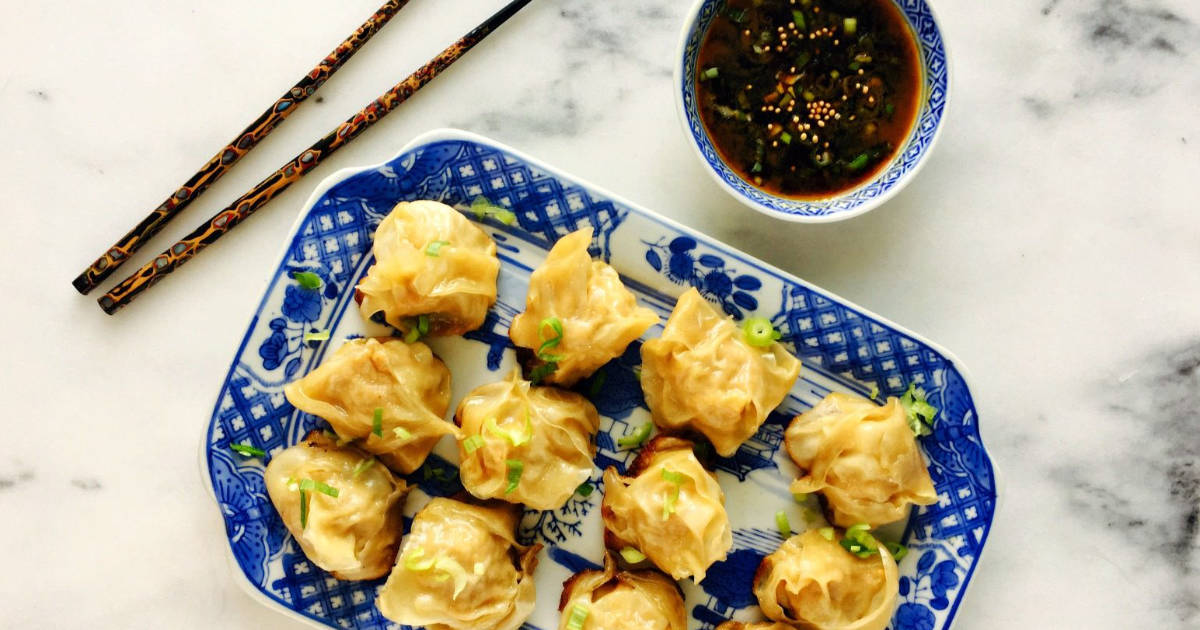 Chicken & Vegetable Potstickers With Soy Mustard Dipping Sauce