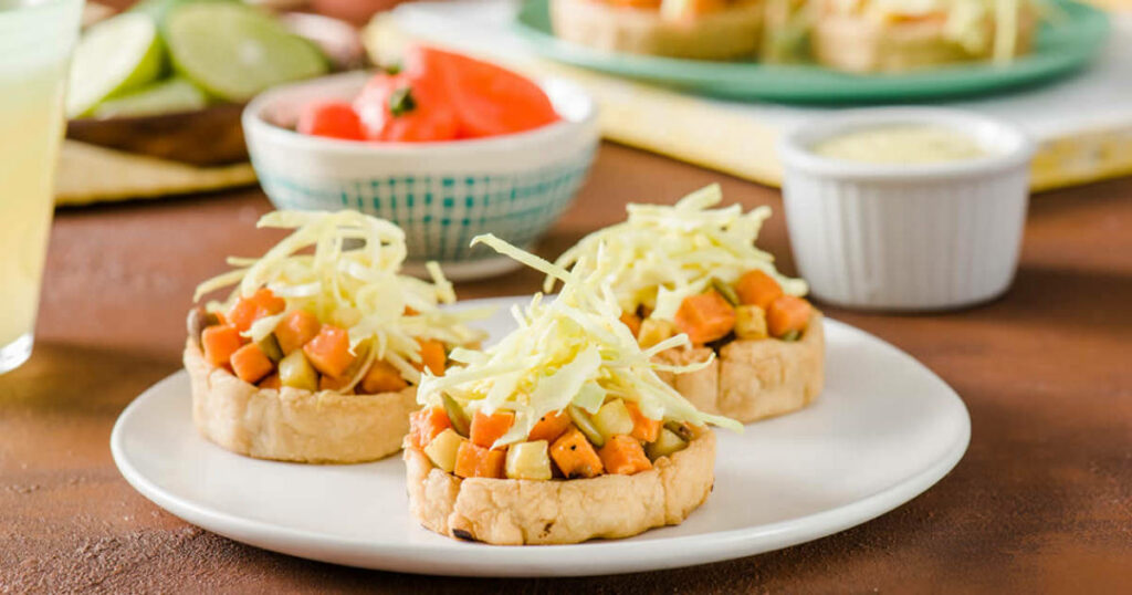 Roasted Sweet Potato &amp; Apple Sopes With Mustard Habanero Slaw